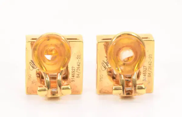 Chopard ‘Happy Diamonds’ 18k Yellow Gold Square Earrings