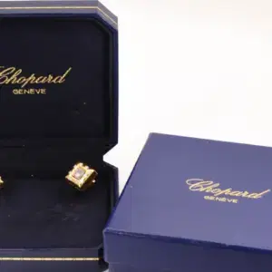 Chopard ‘Happy Diamonds’ 18k Yellow Gold Square Earrings