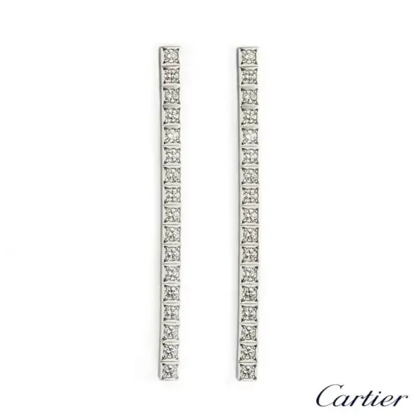 Cartier Lanieres Earrings 1.7ct Diamonds 18k White Gold