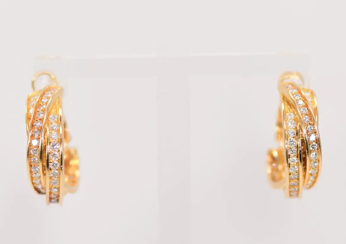 Cartier Trinity Earrings 0.9ct Diamonds 18k Yellow Gold