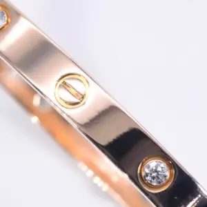 Cartier LOVE 18k Rose Gold and Four Diamonds Bracelet Size 17