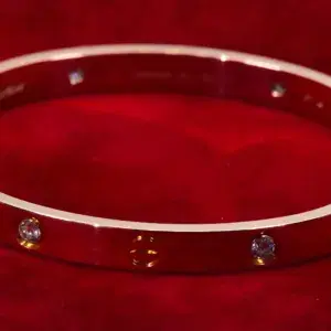 Cartier LOVE 18k Rose Gold and Four Diamonds Bracelet Size 17