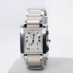 Cartier Tank Francaise Chronograph Watch 39mm Yellow Gold & Steel