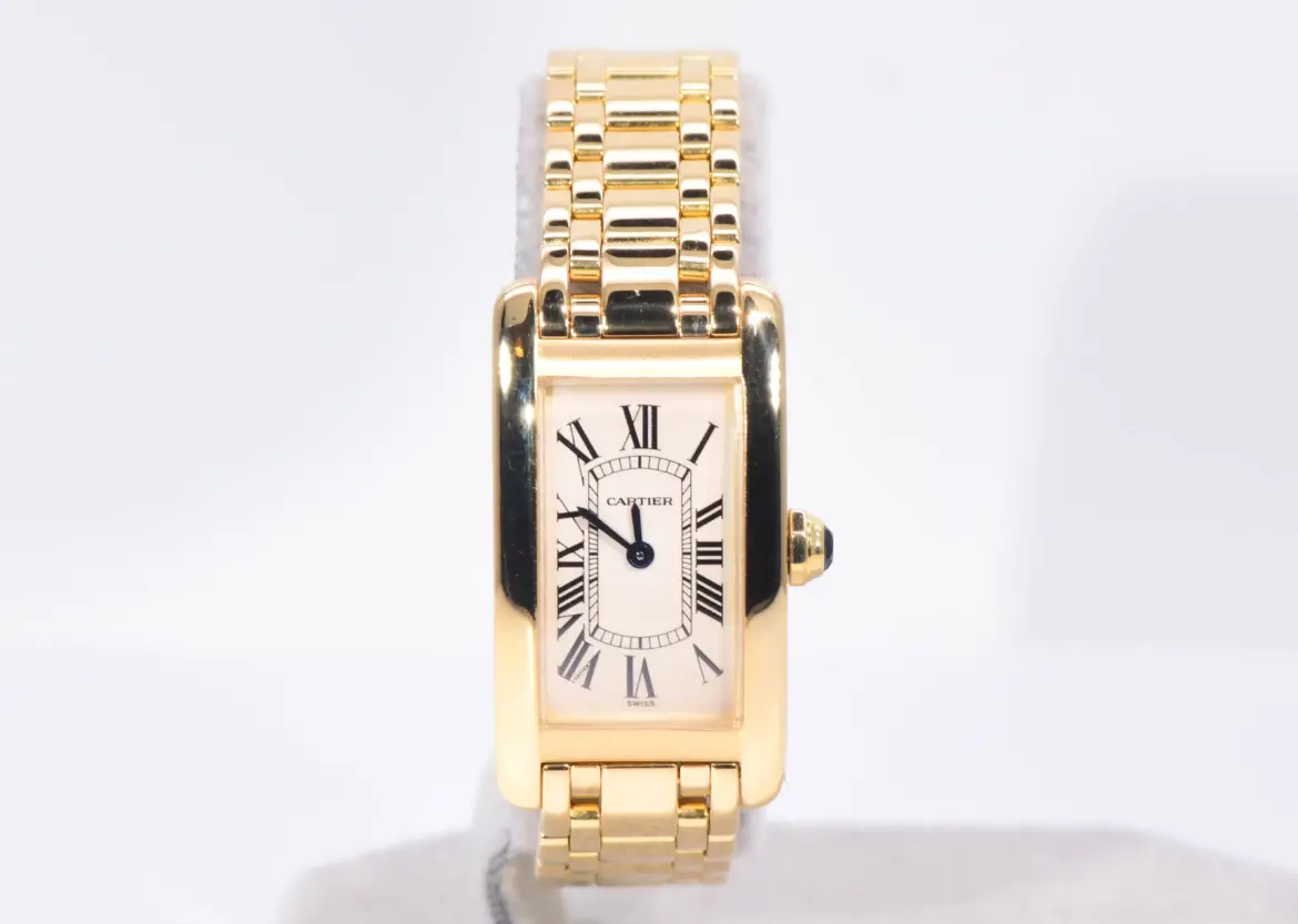 Cartier Tank Americaine Ladies Watch 18k Yellow Gold Cartier Box & Service