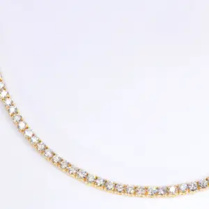 Natural Diamond Line Tennis Necklace 13 carats 18k Yellow Gold New