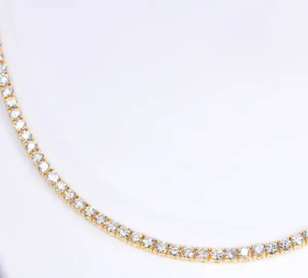 Natural Diamond Line Tennis Necklace 13 carats 18k Yellow Gold New