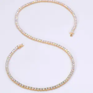 Natural Diamond Line Tennis Necklace 13 carats 18k Yellow Gold New