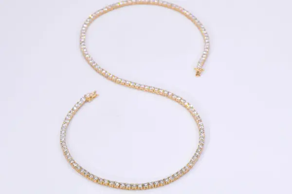 Natural Diamond Line Tennis Necklace 13 carats 18k Yellow Gold New