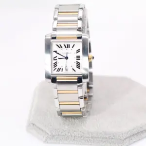 Cartier Tank Francaise Watch 28 mm Midsize Yellow Gold & Steel, Box & Cartier Service