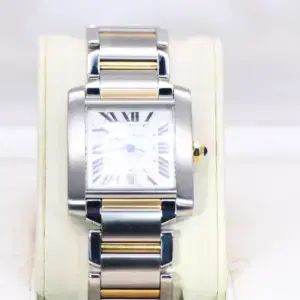 Cartier Tank Francaise Watch 28 mm Midsize Yellow Gold & Steel, Box & Cartier Service