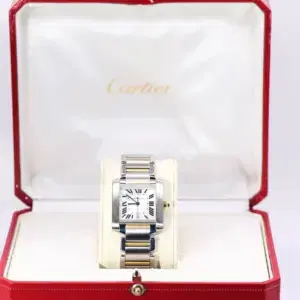 Cartier Tank Francaise Watch 28 mm Midsize Yellow Gold & Steel, Box & Cartier Service