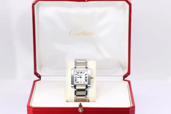 Cartier Tank Francaise Watch 28 mm Midsize Yellow Gold & Steel, Box & Cartier Service