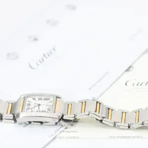 Cartier Tank Francaise Watch 28 mm Midsize Yellow Gold & Steel, Box & Cartier Service