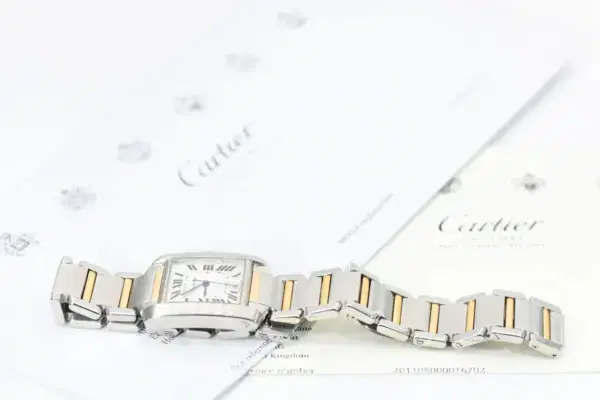 Cartier Tank Francaise Watch 28 mm Midsize Yellow Gold & Steel, Box & Cartier Service