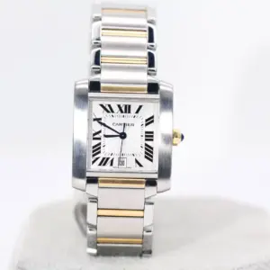 Cartier Tank Francaise Watch 28 mm Midsize Yellow Gold & Steel, Box & Cartier Service