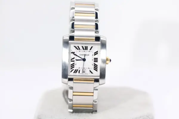 Cartier Tank Francaise Watch 28 mm Midsize Yellow Gold & Steel, Box & Cartier Service