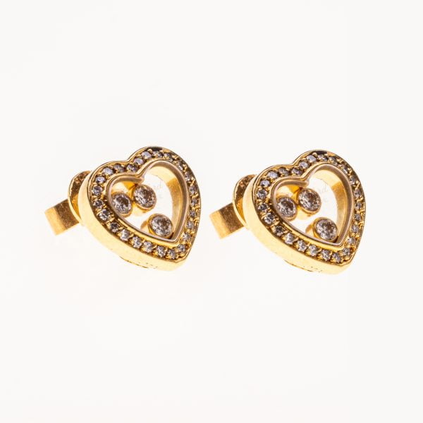 Chopard ‘Happy Diamonds’ 18k Yellow Gold Heart Earrings