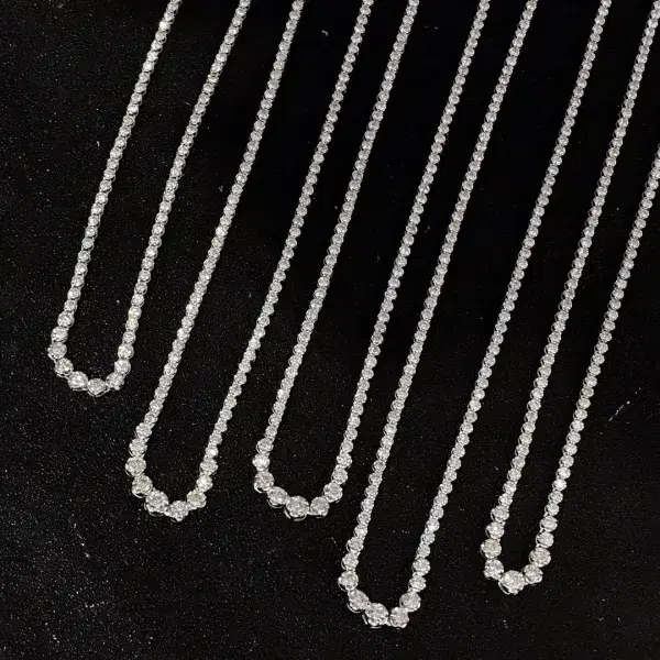 3 Carat Natural Diamond Line Tennis Necklace White Gold New UK Hallmark RRP 6k