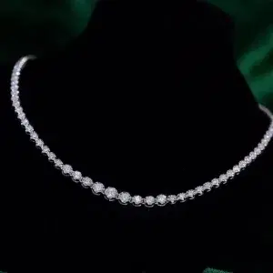 3 Carat Natural Diamond Line Tennis Necklace White Gold New UK Hallmark RRP 6k