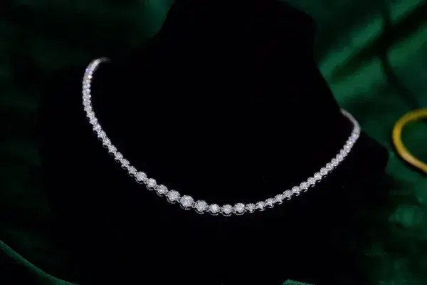 3 Carat Natural Diamond Line Tennis Necklace White Gold New UK Hallmark RRP 6k