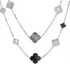 Van Cleef & Arpels Magic Alhambra Long Necklace, 16 Motifs 18k White Gold Mother of Pearl