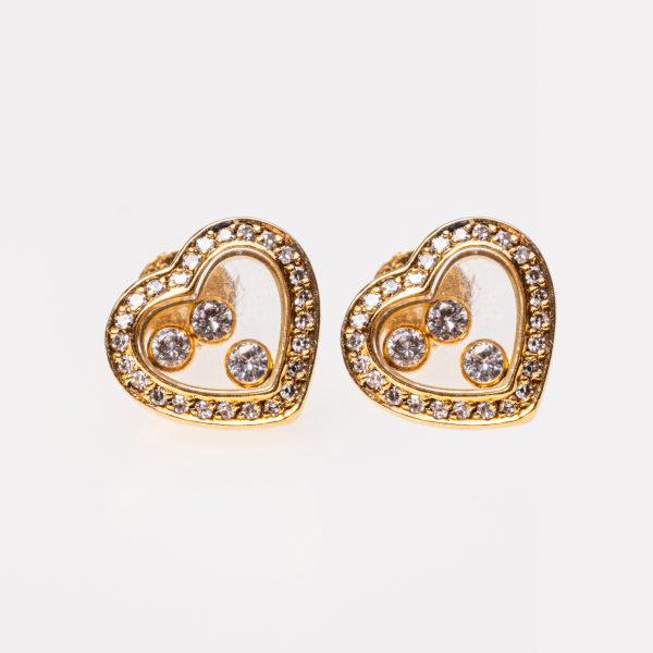 Chopard ‘Happy Diamonds’ 18k Yellow Gold Heart Earrings