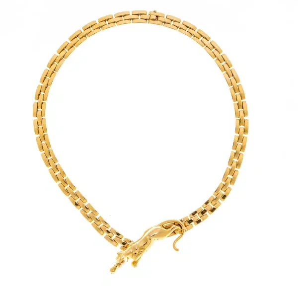 Cartier Panthere 18k Yellow Gold, Enamels and Sapphire Necklace