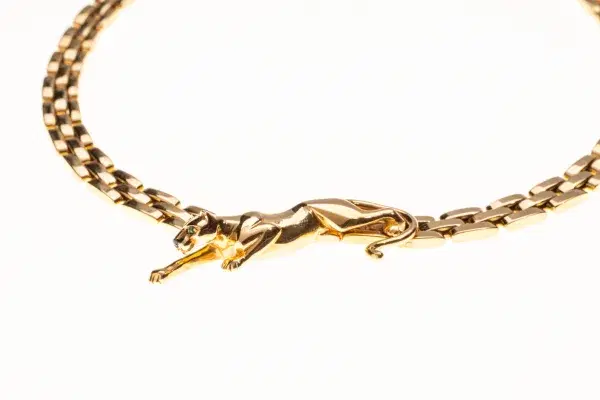 Cartier Panthere 18k Yellow Gold, Enamels and Sapphire Necklace