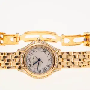 Cartier Panthere Cougar Ladies Watch 26mm Yellow Gold Factory Diamonds