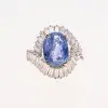 Boucheron Monture 4.68 Carat Blue Unheated Sapphire 18k White Gold 2 ct Diamond Ring