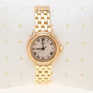 Cartier Panthere Cougar Ladies Watch 26mm Yellow Gold Factory Diamonds