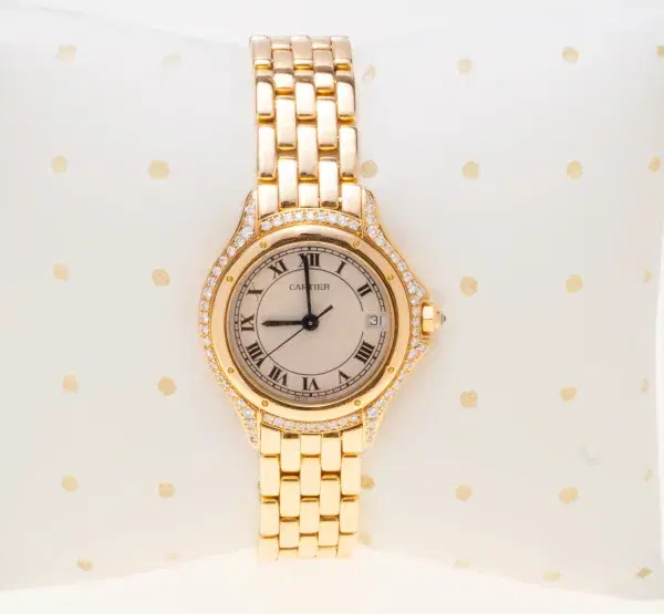 Cartier Panthere Cougar Ladies Watch 26mm Yellow Gold Factory Diamonds