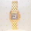 Cartier Panthere Watch 22mm Factory Diamond Pave 18k Yellow Gold