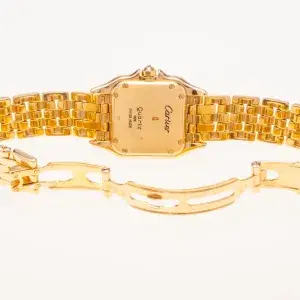 Cartier Panthere Watch 22mm Factory Diamond Pave 18k Yellow Gold