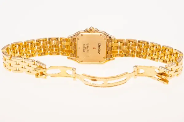 Cartier Panthere Watch 22mm Factory Diamond Pave 18k Yellow Gold