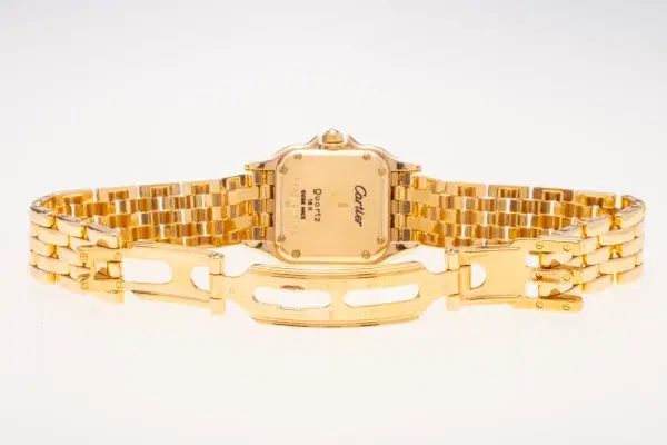 Cartier Panthere Watch 22mm Factory Diamond Pave 18k Yellow Gold