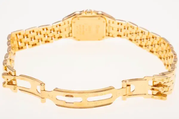 Cartier Panthere Watch 22mm Factory Diamond Pave 18k Yellow Gold