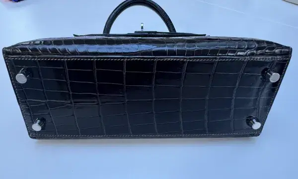 Hermès Kelly 25 Sellier Bag 2006 Gris Fonce Niloticus Shinny Crocodile