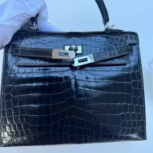 Hermès Kelly 25 Sellier Bag 2006 Gris Fonce Niloticus Shinny Crocodile