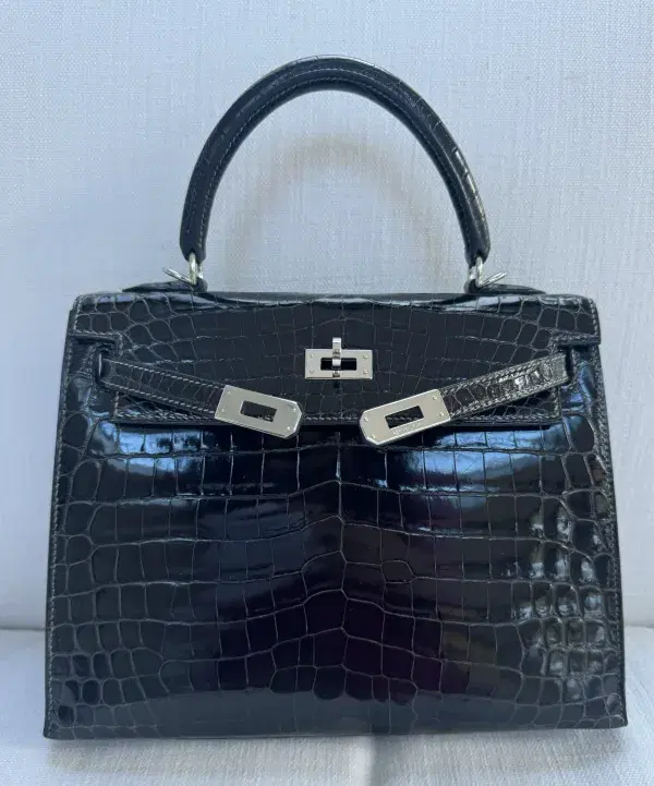 Hermès Kelly 25 Sellier Bag 2006 Gris Fonce Niloticus Shinny Crocodile