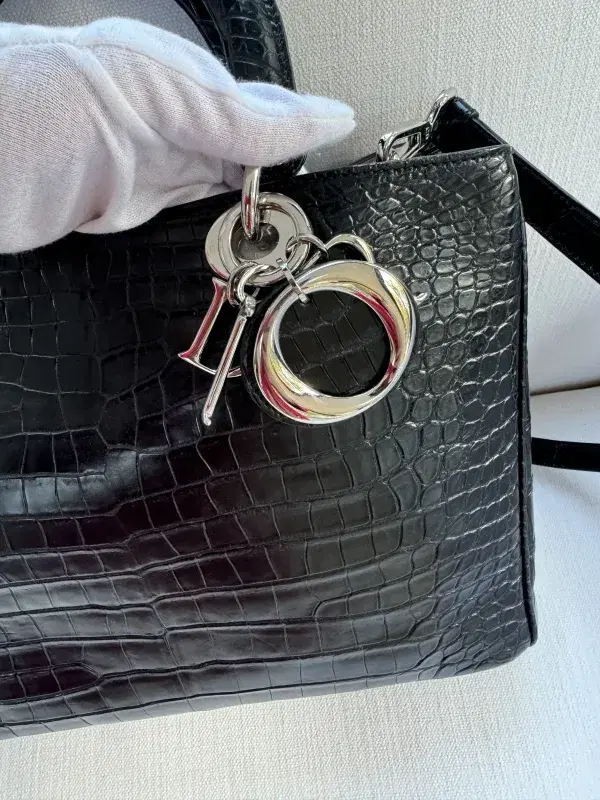 Dior Diorissimo Black Crocodile Bag with Authenticity Card