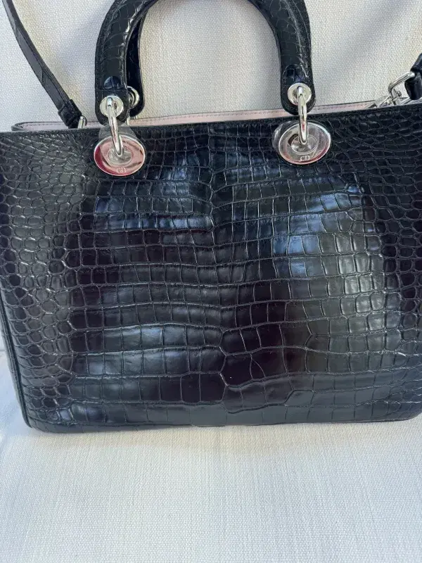 Dior Diorissimo Black Crocodile Bag with Authenticity Card