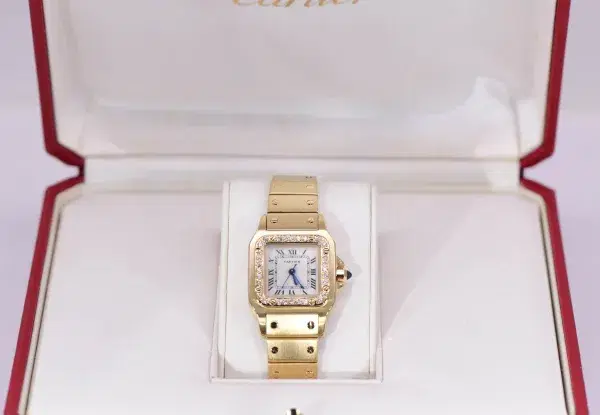 Cartier Santos Galbée Watch 23.5mm 18k Gold Factory Diamond