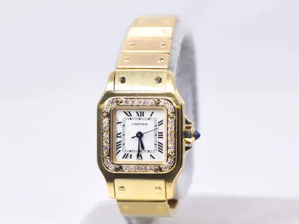 Cartier Santos Galbée Watch 23.5mm 18k Gold Factory Diamond