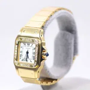 Cartier Santos Galbée Watch 23.5mm 18k Gold Factory Diamond