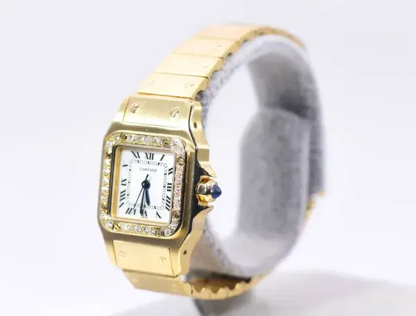 Cartier Santos Galbée Watch 23.5mm 18k Gold Factory Diamond