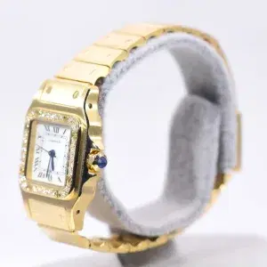 Cartier Santos Galbée Watch 23.5mm 18k Gold Factory Diamond