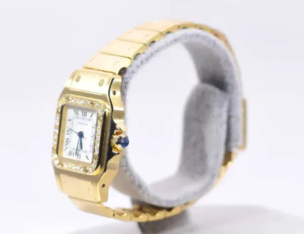 Cartier Santos Galbée Watch 23.5mm 18k Gold Factory Diamond