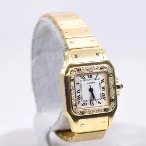 Cartier Santos Galbée Watch 23.5mm 18k Gold Factory Diamond