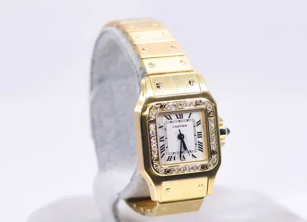 Cartier Santos Galbée Watch 23.5mm 18k Gold Factory Diamond